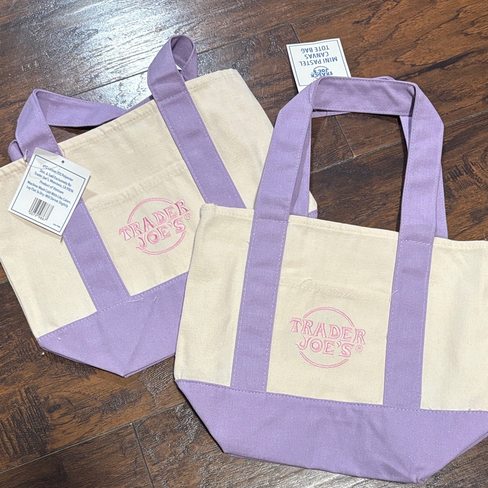 2026 Trader Joe's Lavender Mini Tote Bag bundle of 2 bags